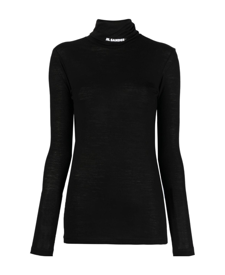 Jil Sander Funnel-neck Long-sleeve Top In Black