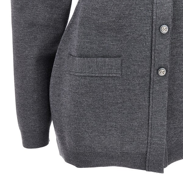 Gucci Long-sleeved Knitted Cardigan In Gray