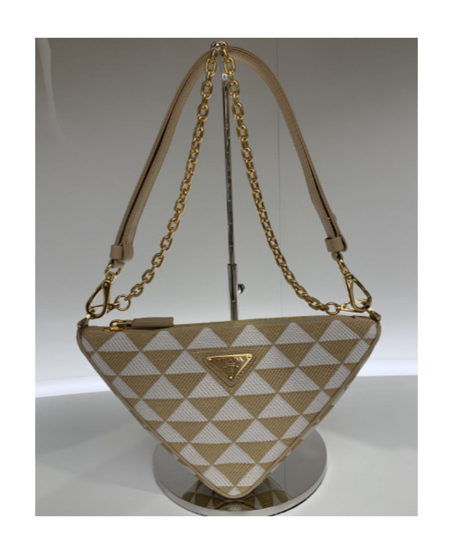 Prada Symbole Triangle-logo Shoulder Bag In Nude
