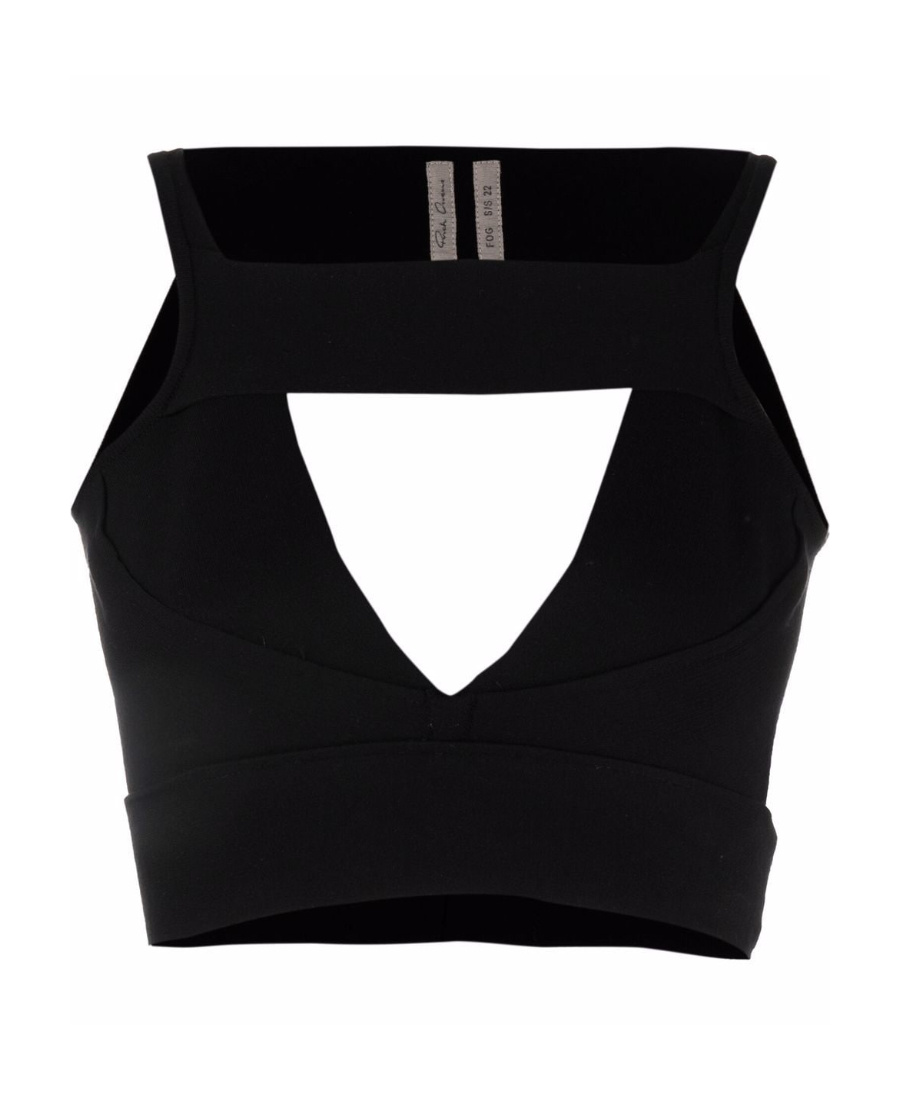 Rick Owens Sling Cut-out V-neck Crop Top In Black