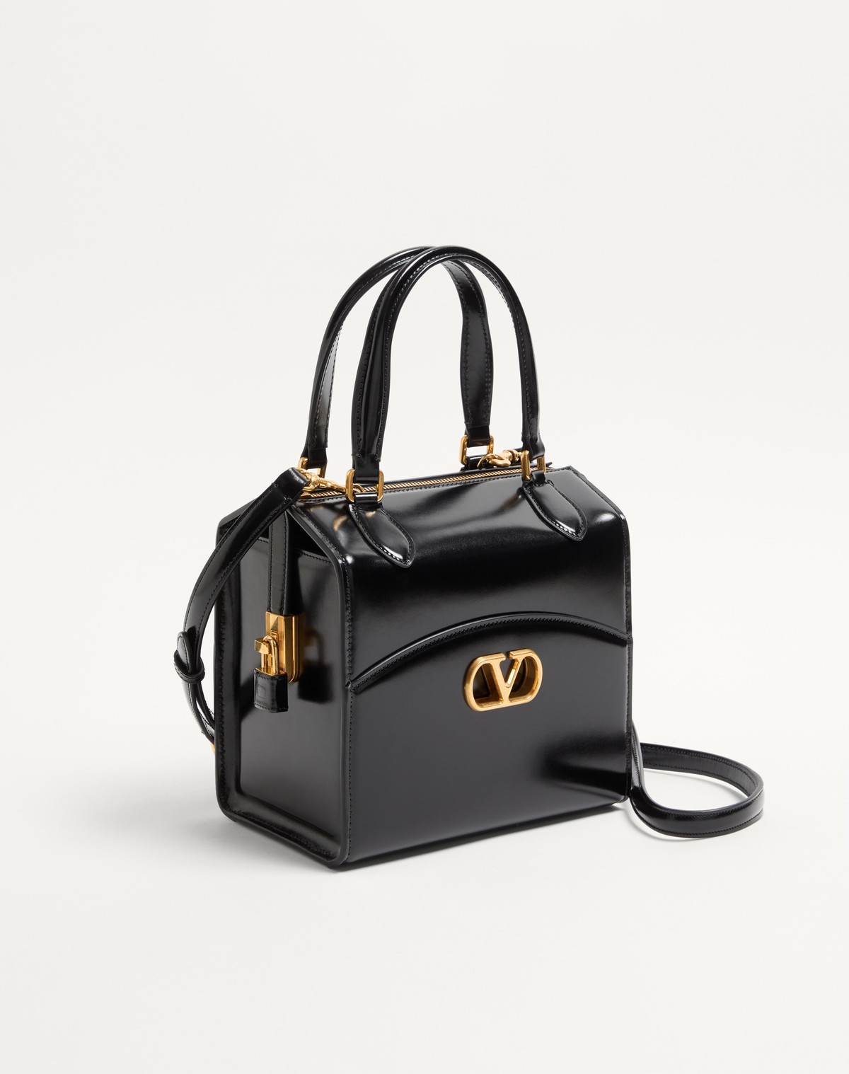Valentino Garavani  Garavani Vain-case Bowling Bag In Shiny Calfskin Woman Black Uni In Black