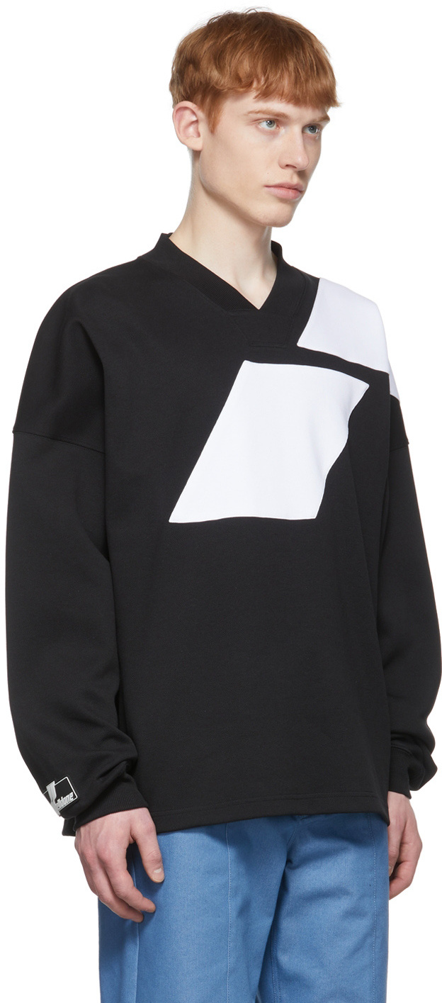 We11 Done V-collar Color Long-sleeved T-shirt In Black