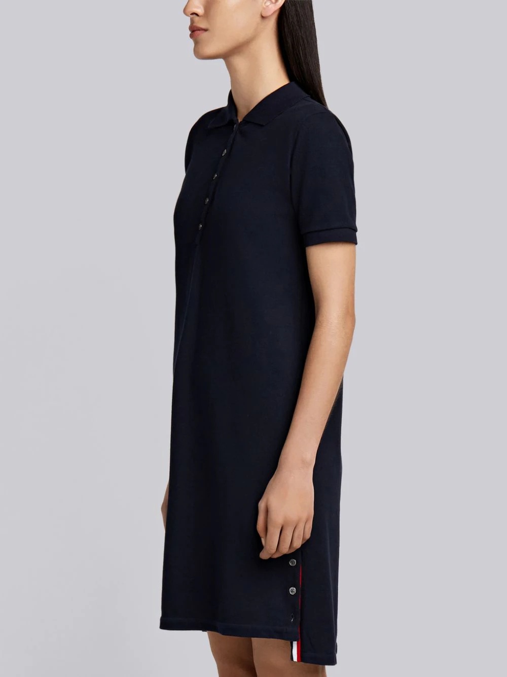 Thom Browne Mini Jacquard Knit Polo Dress In In Black