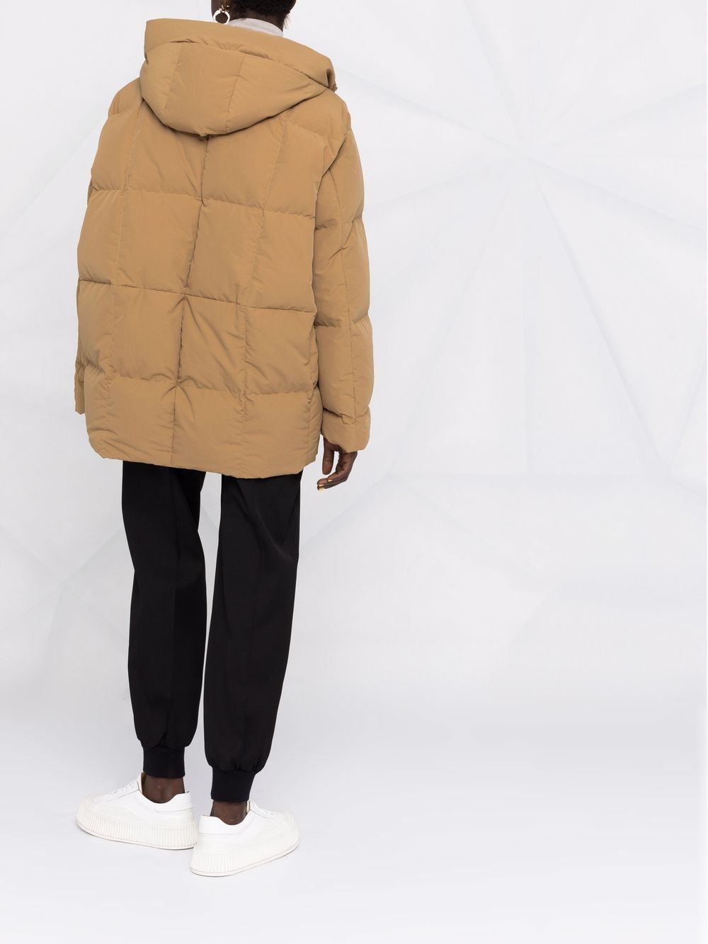 Jil Sander Oversize Hooded Down Jacket In Green