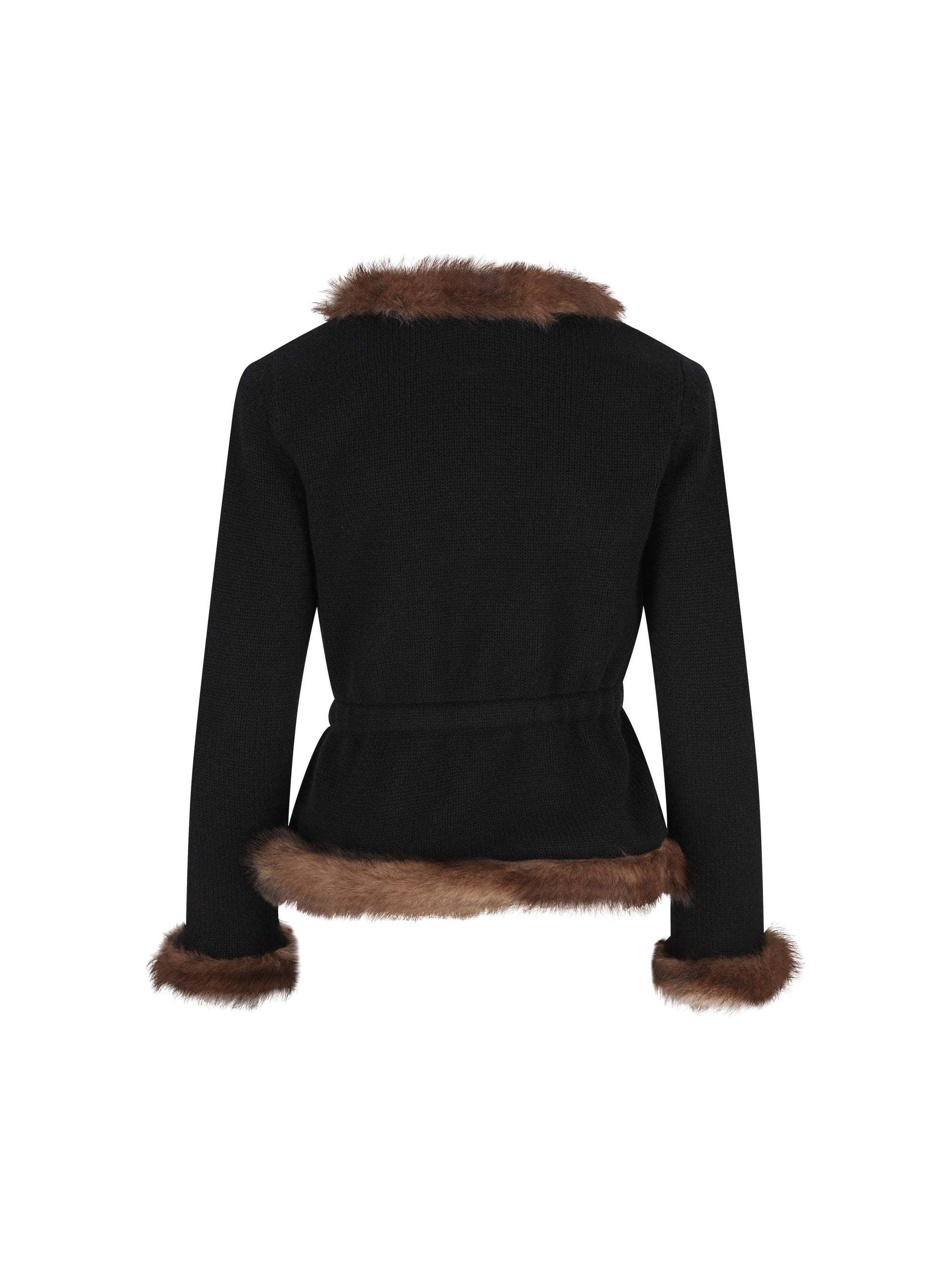 Valentino Shearling-trimmed Cashmere Jacket In Black