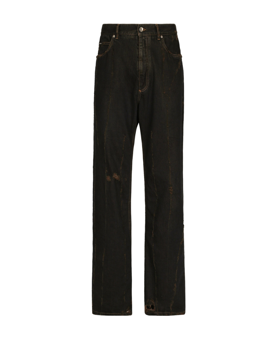 DOLCE & GABBANA DOLCE  GABBANA LOGO PATCH STRAIGHT-LEG JEANS