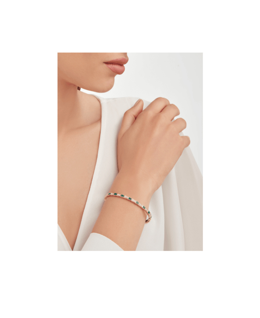 Bvlgari Serpenti Viper Series 18k Rose Gold Bracelet In Yellow