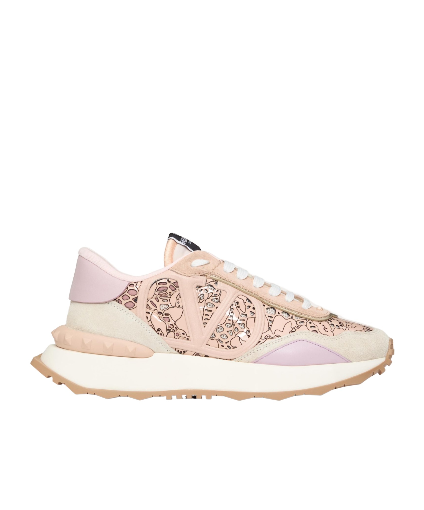 Valentino Garavani Rockstud Lace-up Sneakers In Nude