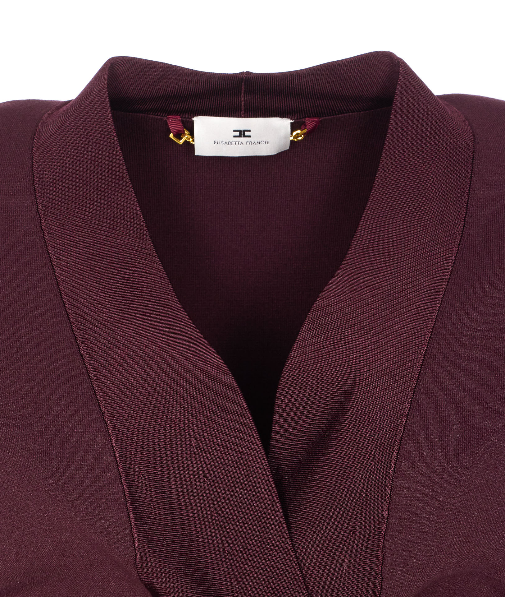 Elisabetta Franchi Tailored Peplum Jacket Belted Waist In Burgundy