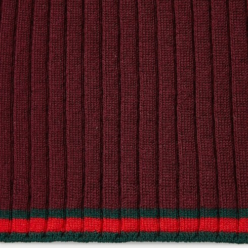 Gucci Polo En Cachemire Fin Et Soie Avec Bande Web In Burgundy