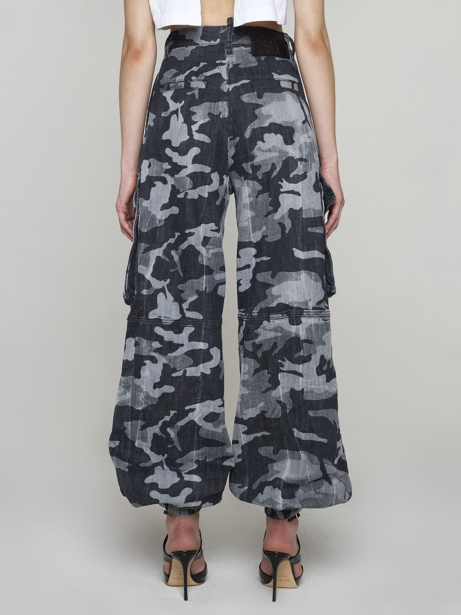 Dsquared2 Camouflage-print High Waist Tousers In Black