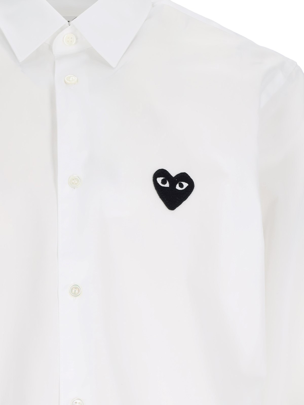 Comme Des Garçons Play Heart-patch Poplin Shirt In White