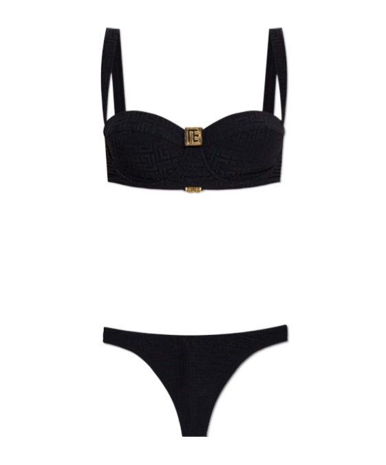 Balmain Two-piece Bikini Suit In Black