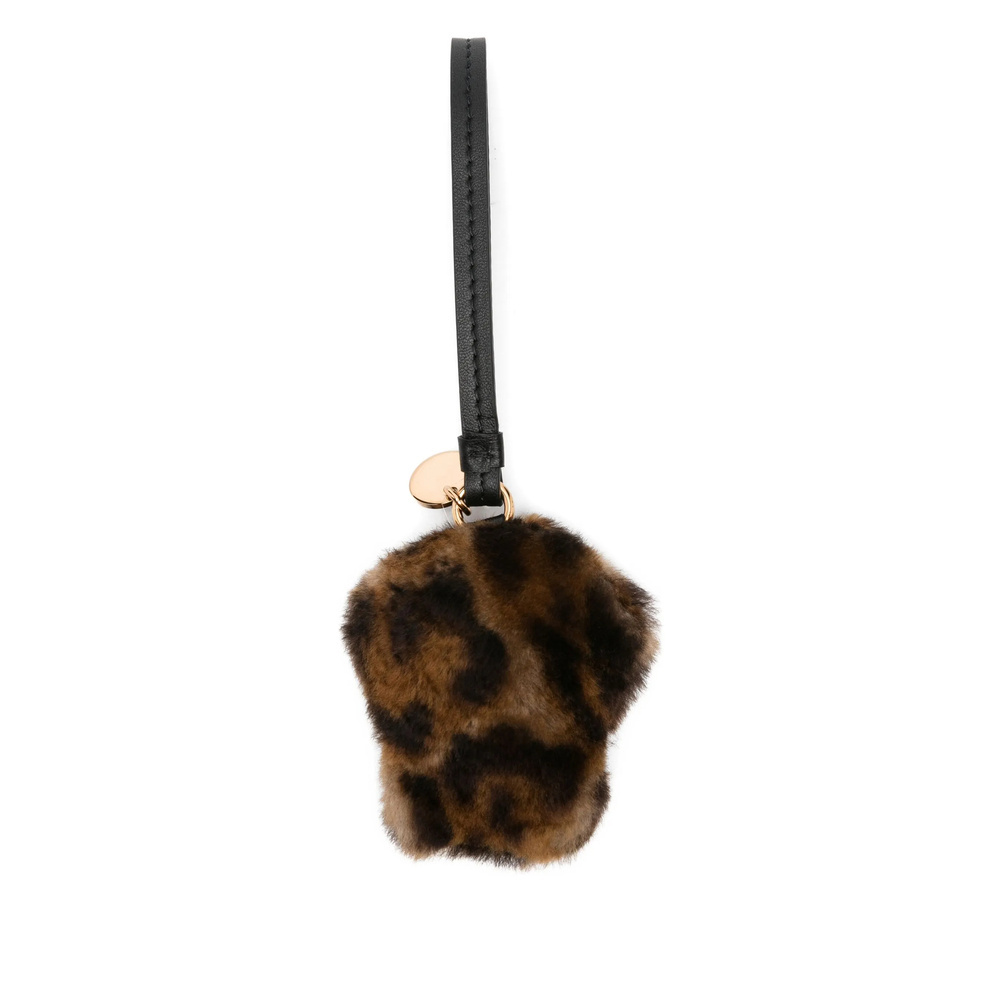 Versace Leopard-print Textured Keyring In Brown