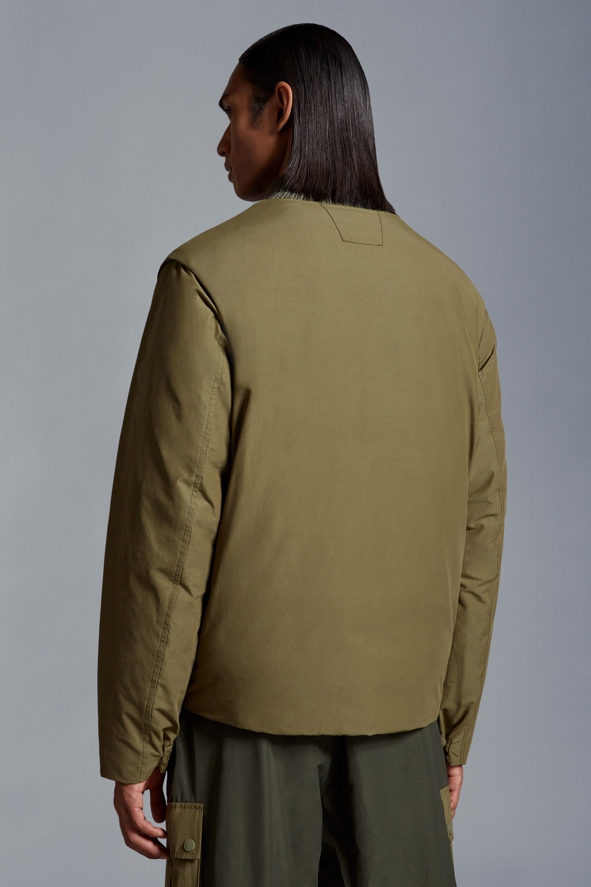 Moncler X Pharrell Williams Zipper Long-sleeved Down Jacket In Green