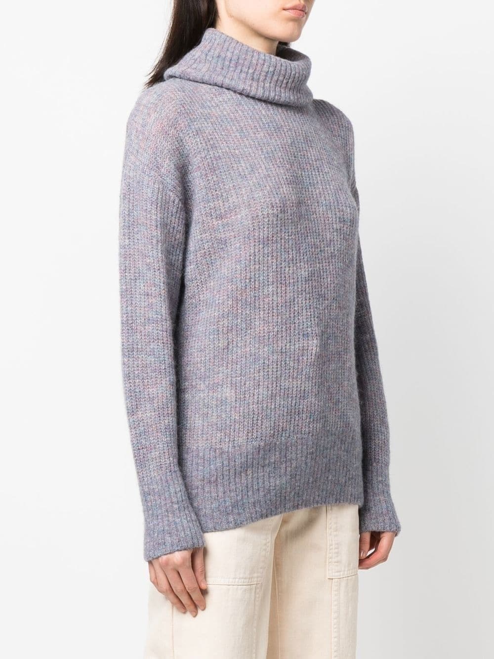 Iro Mélange Ribbed-knit Turtleneck Sweater In Gray