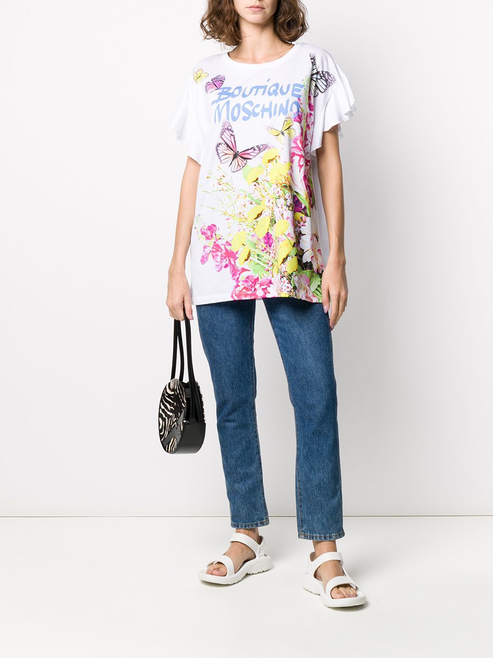 Moschino Floral Printed T-shirt In White