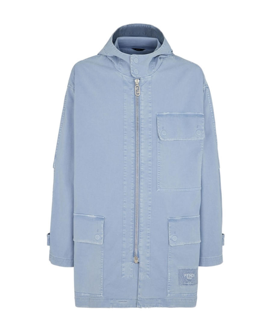 Fendi Gabardine Parka In Blue