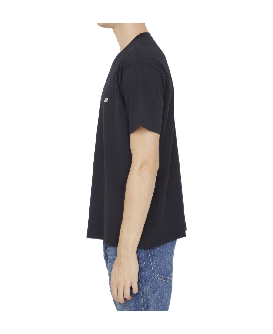 Celine T-shirt With Round Neck And Short Sleeves In Black