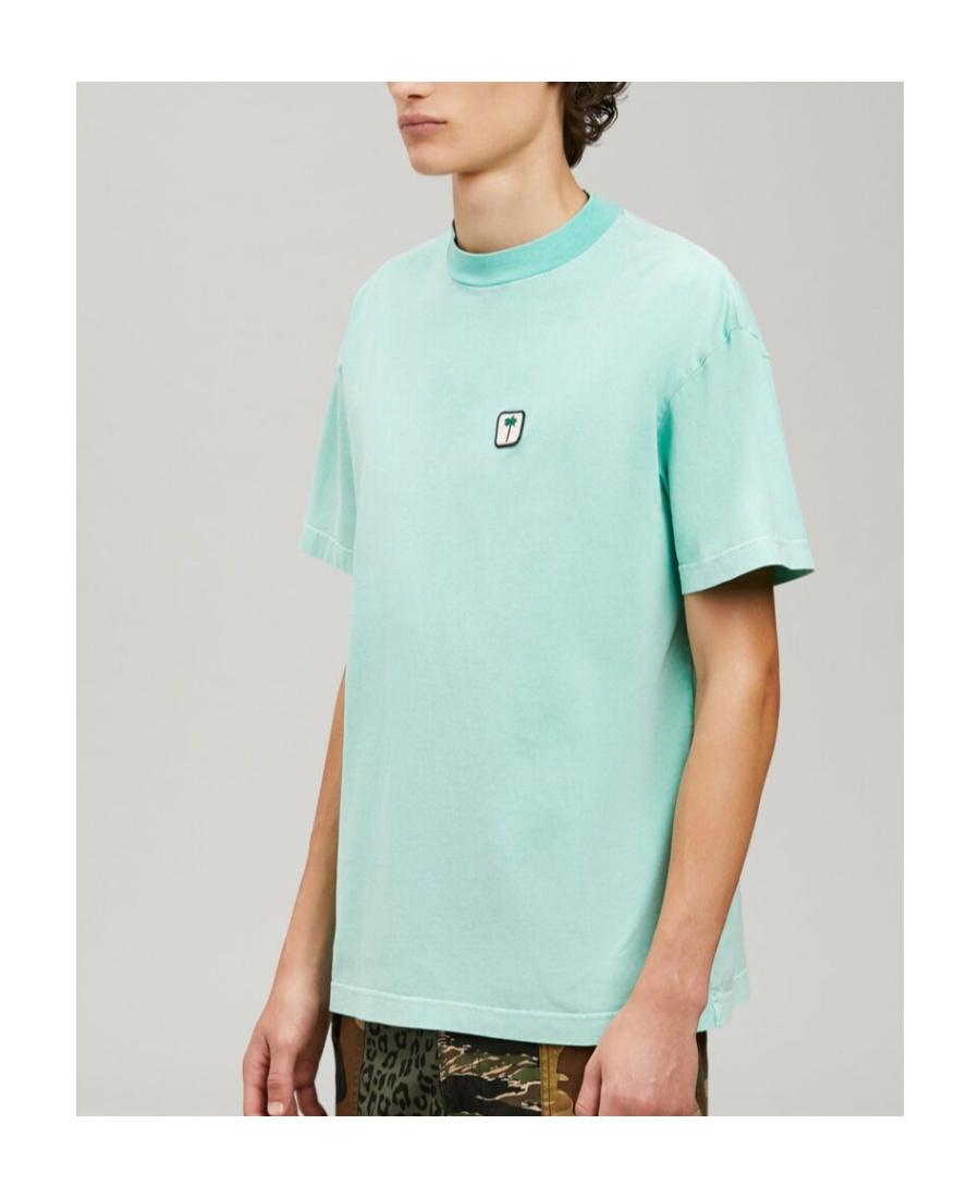 Palm Angels Palm Tree-logo Cotton T-shirt In Blue