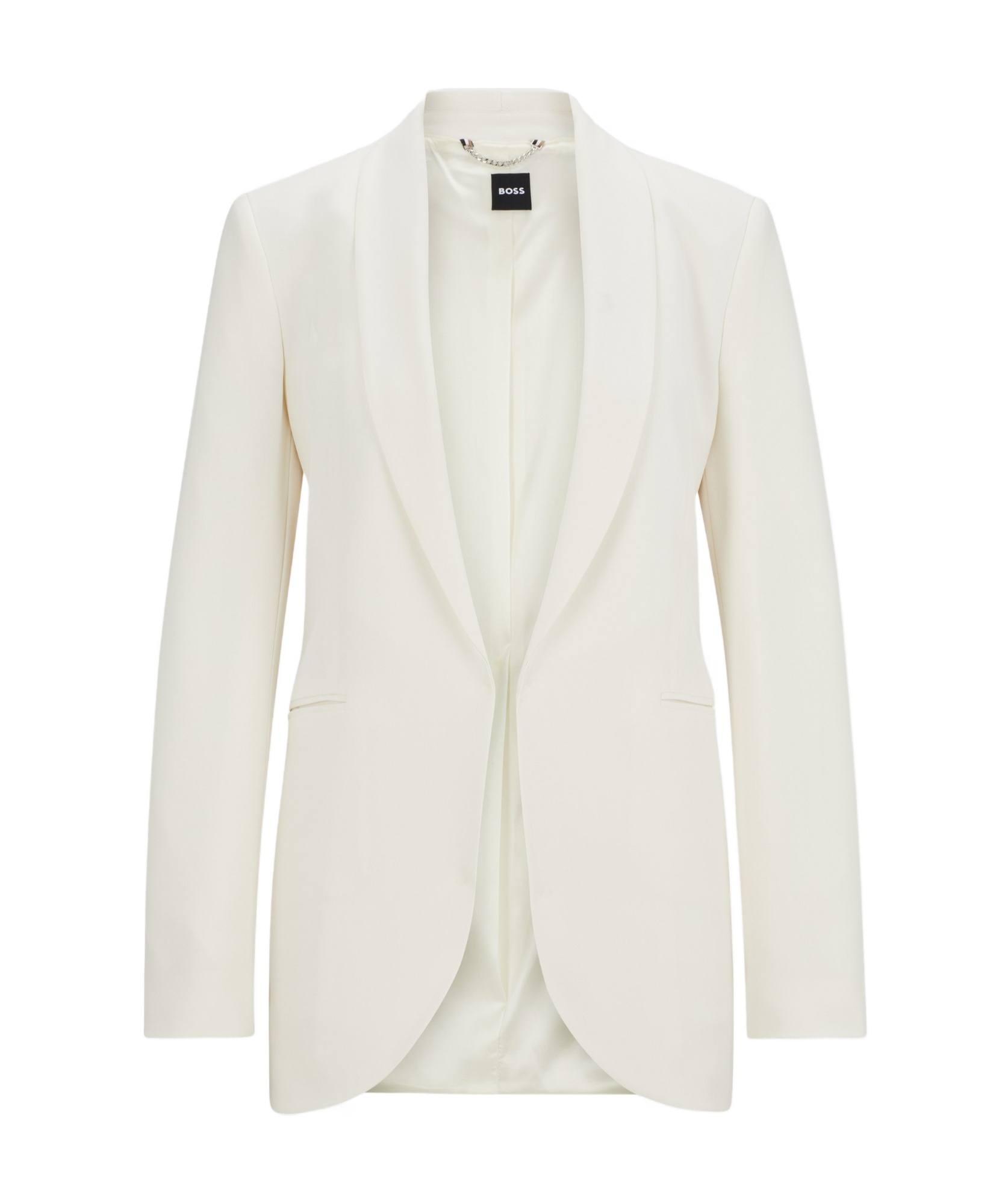 Hugo Boss Regular-fit Jacket With Edge-to-edge Front In White