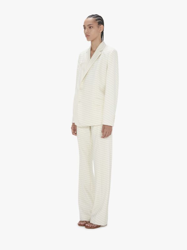 Jw Anderson Diagonal-stripe Straight-leg Trousers In White