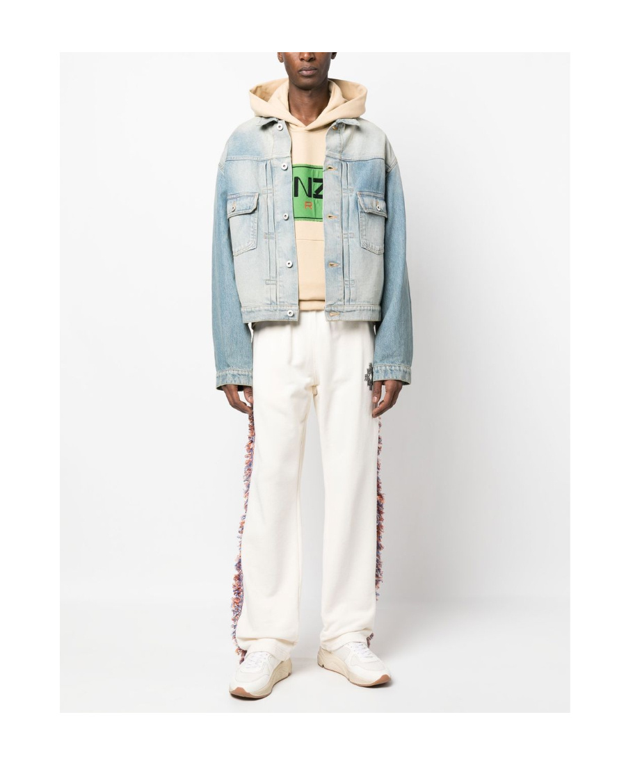Kenzo Long-sleeved Buttoned Denim Jacket In White