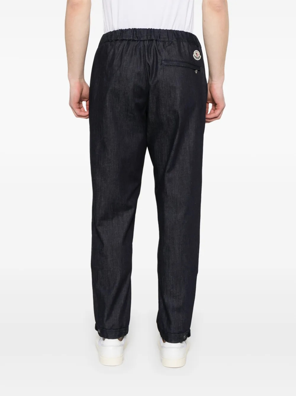 Moncler Logo-patch Tapered Trousers In Black