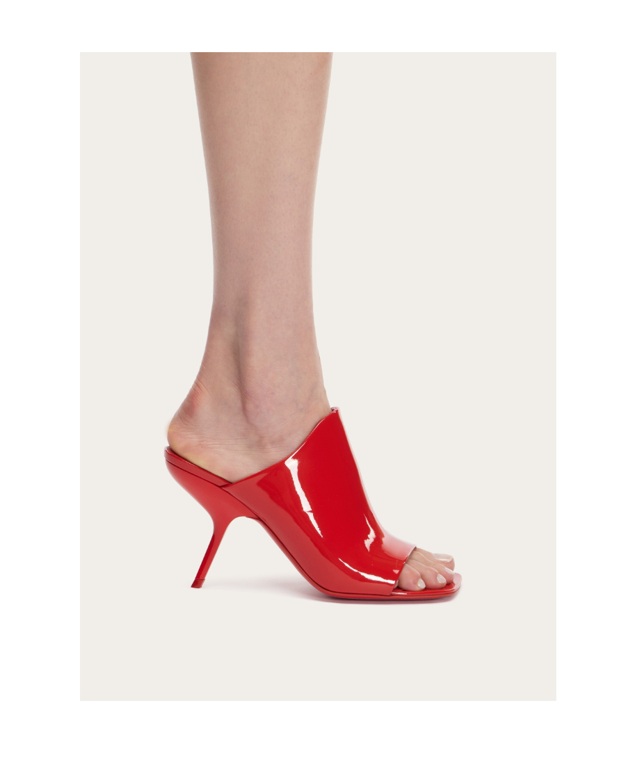 Ferragamo Era Patent Stiletto Mule Sandals In Red