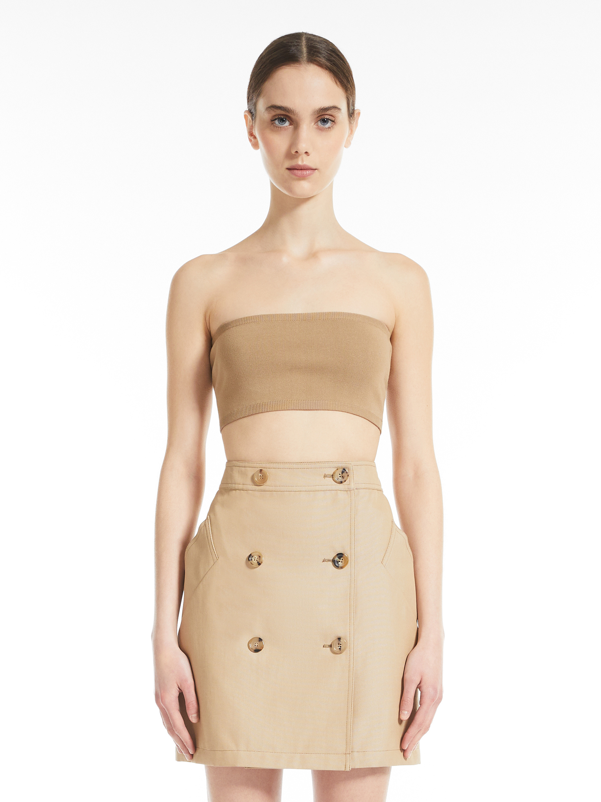 Max Mara Tight Short Tube Top In Nude