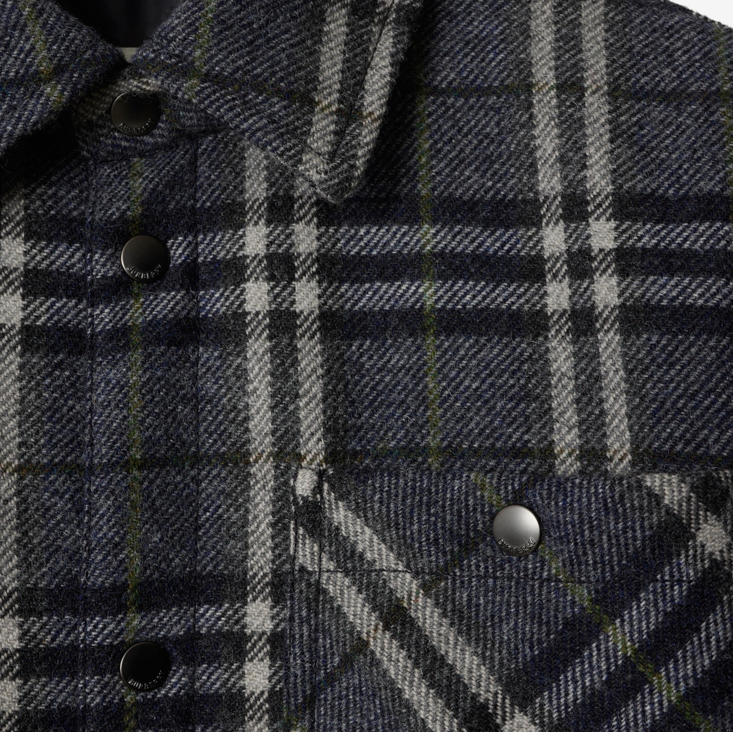 Burberry Check-pattern Wool Overshirt In Black