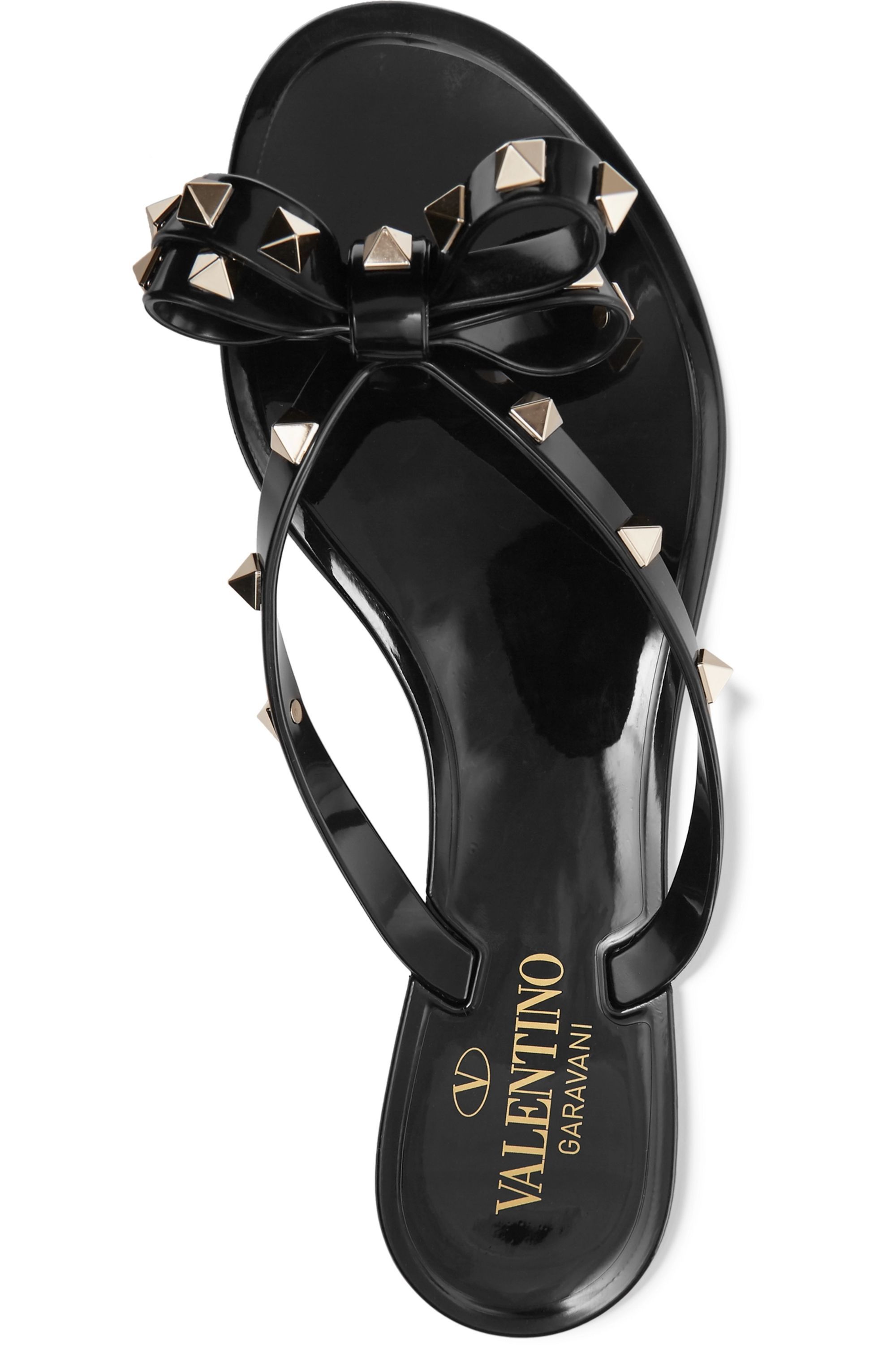 Valentino Garavani The Rockstud Rubber Flip Flops In Black