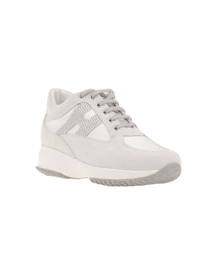 Hogan Studded Logo Lace Up Trainers In White