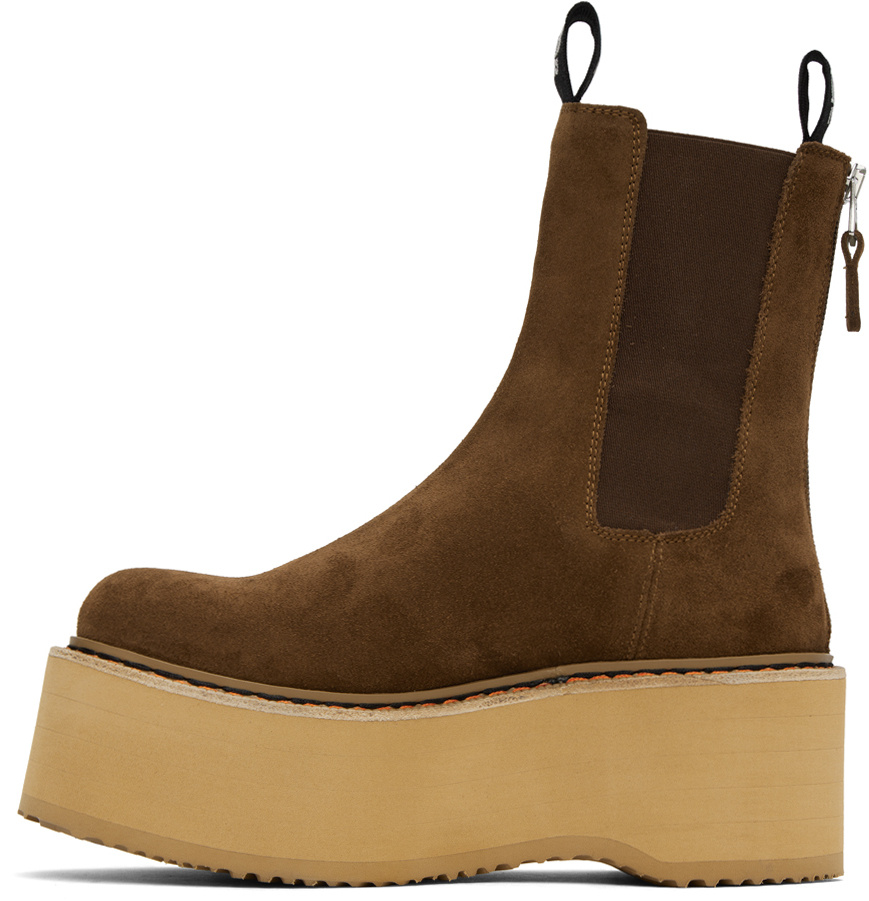 R13 Brown Double Stack Chelsea Boots In Brown
