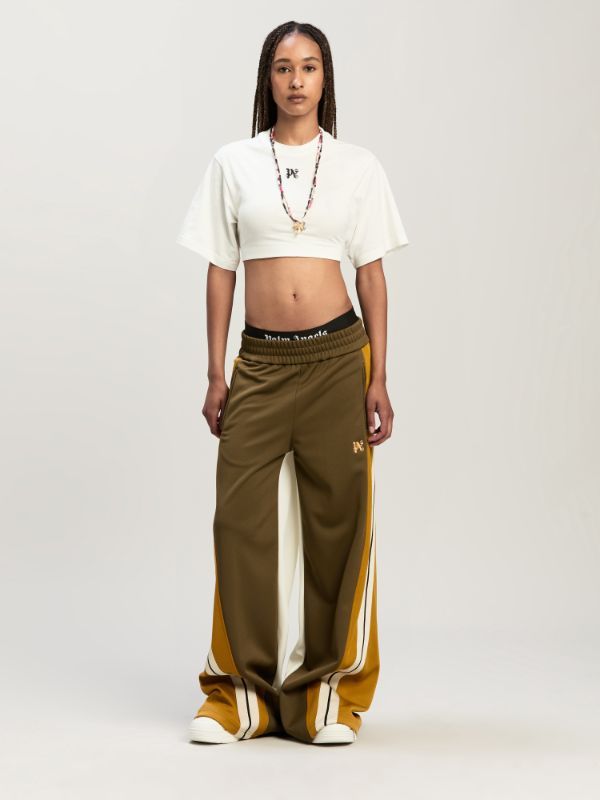 Shop Palm Angels Wide-leg Sweatpants In Brown