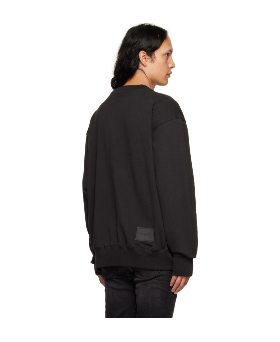We11 Done Logo Round Neck Hoodie In Black
