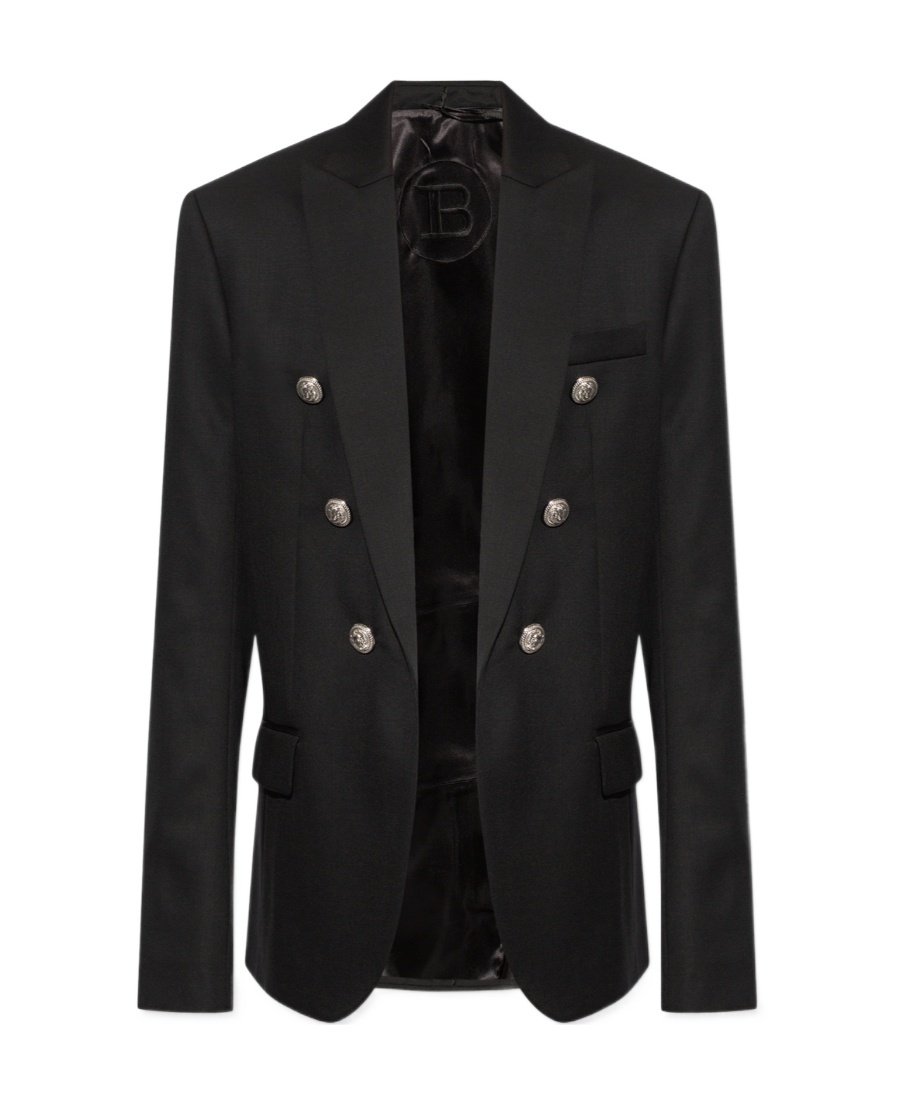 Balmain Six-button Black Wool Blazer In Black