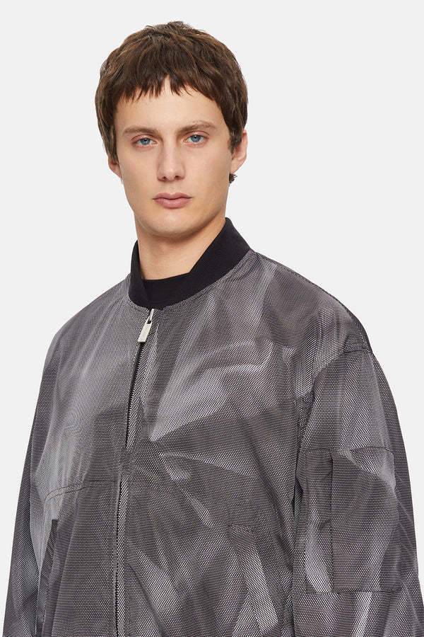 44 Label Group Crinkle Graphic-print Bomber Jacket In Black