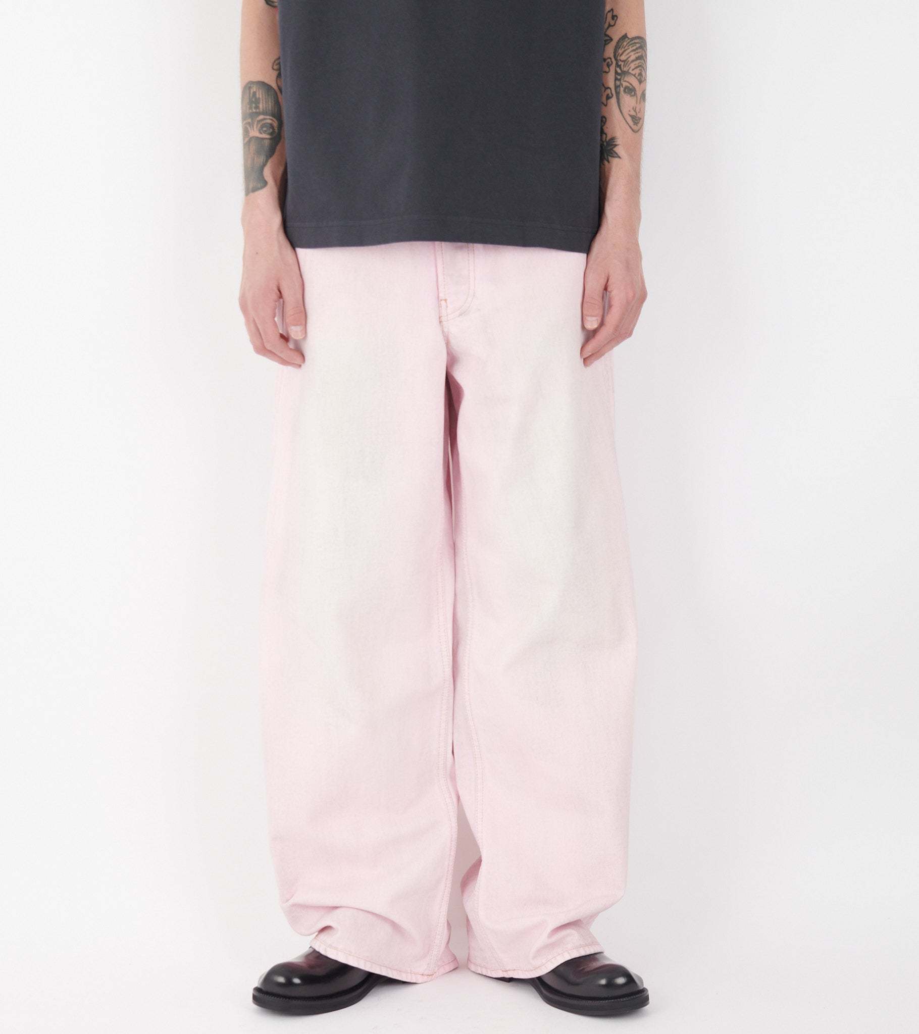 Acne Studios Denim Trousers With Belt Loops In Pink