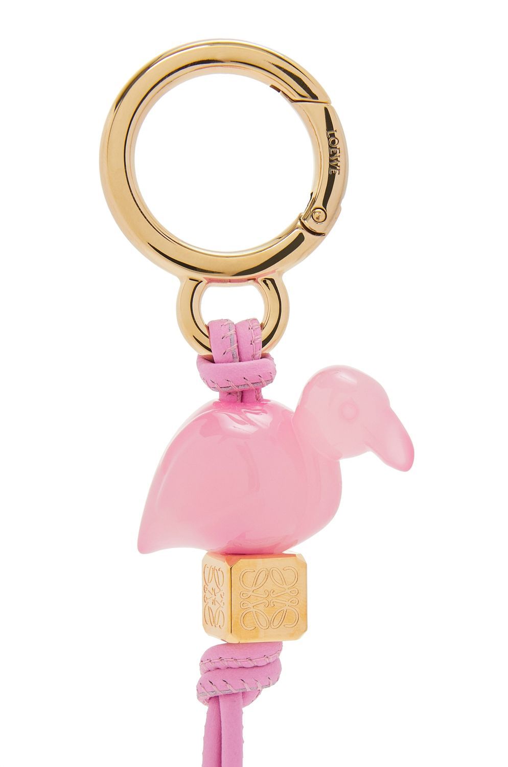 Loewe Flamingo Dice Leather Charm In Pink