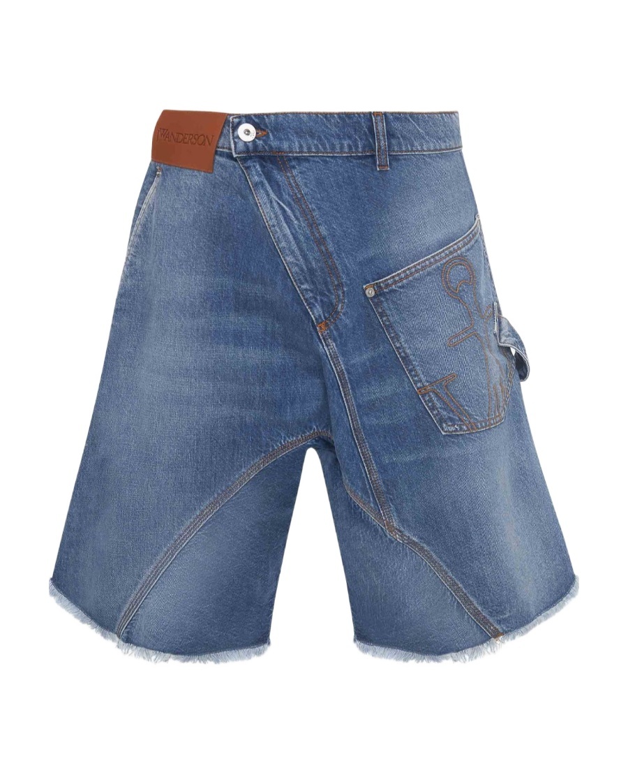 Jw Anderson Twisted Workwear Denim Shorts In Blue