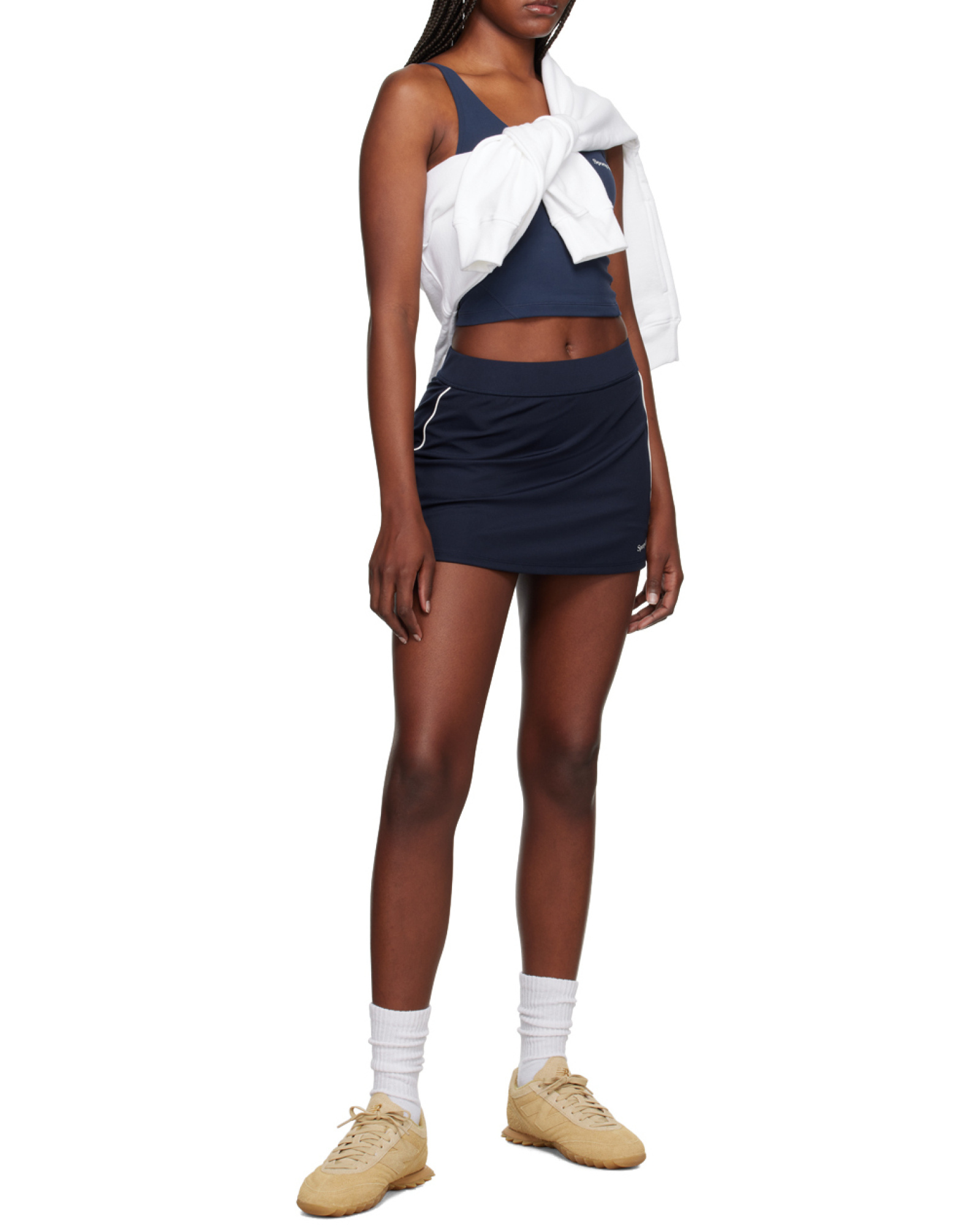 Sporty And Rich Round Collar Short Vest
