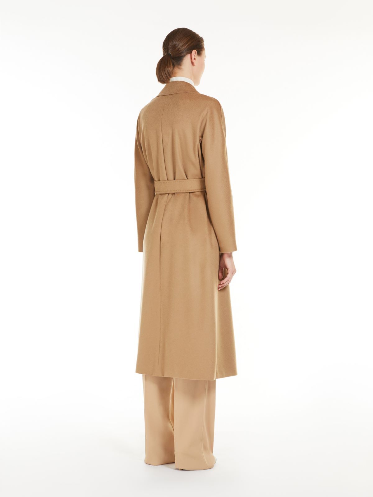 Max Mara Wool Cashmere Long-sleeved Coat In Brown