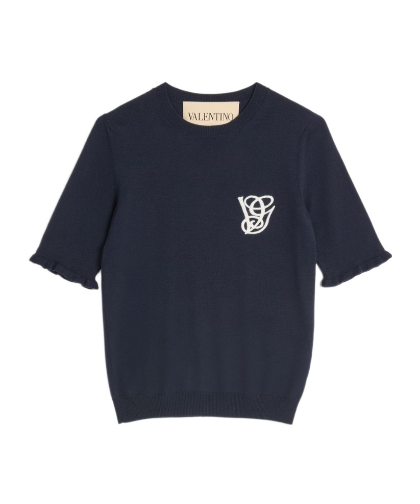 Valentino Virgin Wool Embroidered Sweater In Black