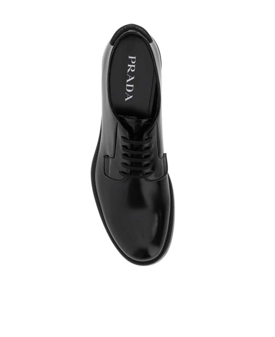 Prada Man Lace-up Shoes Black Size 6 Soft Leather In Black