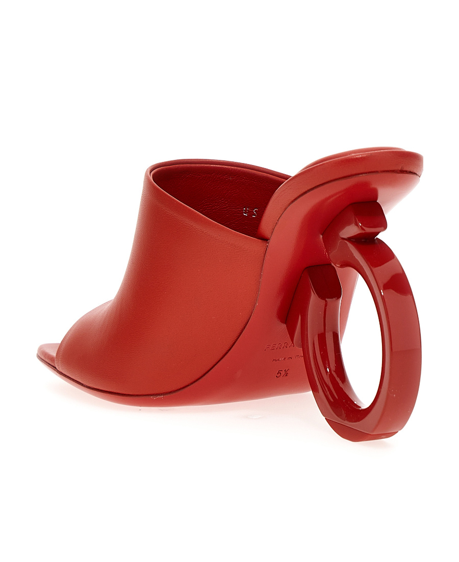 Ferragamo Astro 70 Nappa Leather Mules In Red