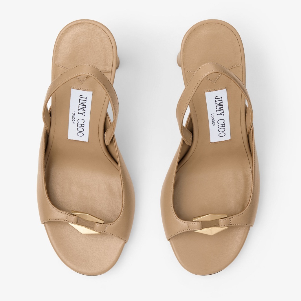 Jimmy Choo Lev 95 Leather Slingback Heels In Nude