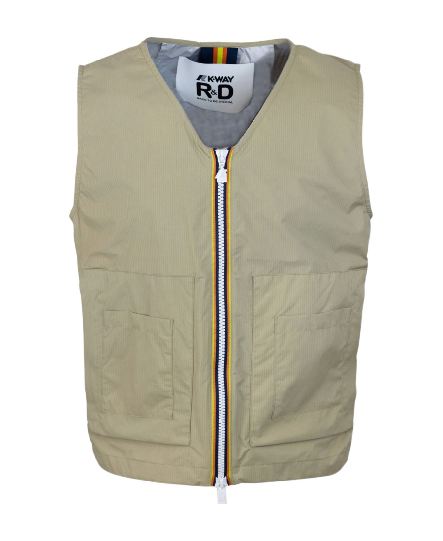 Shop K-way V-neck Zip-up Gilet In Nude