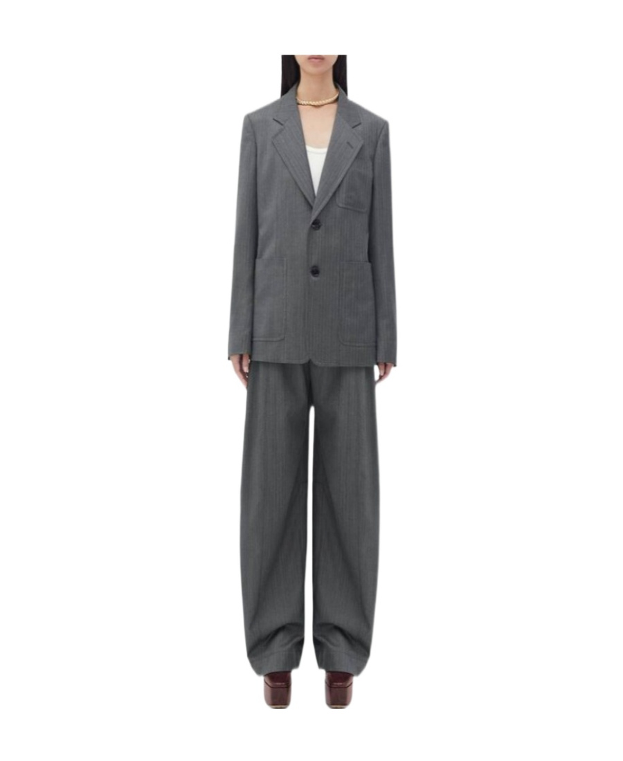 Bottega Veneta Wool Herringbone Casual Jacket In Black