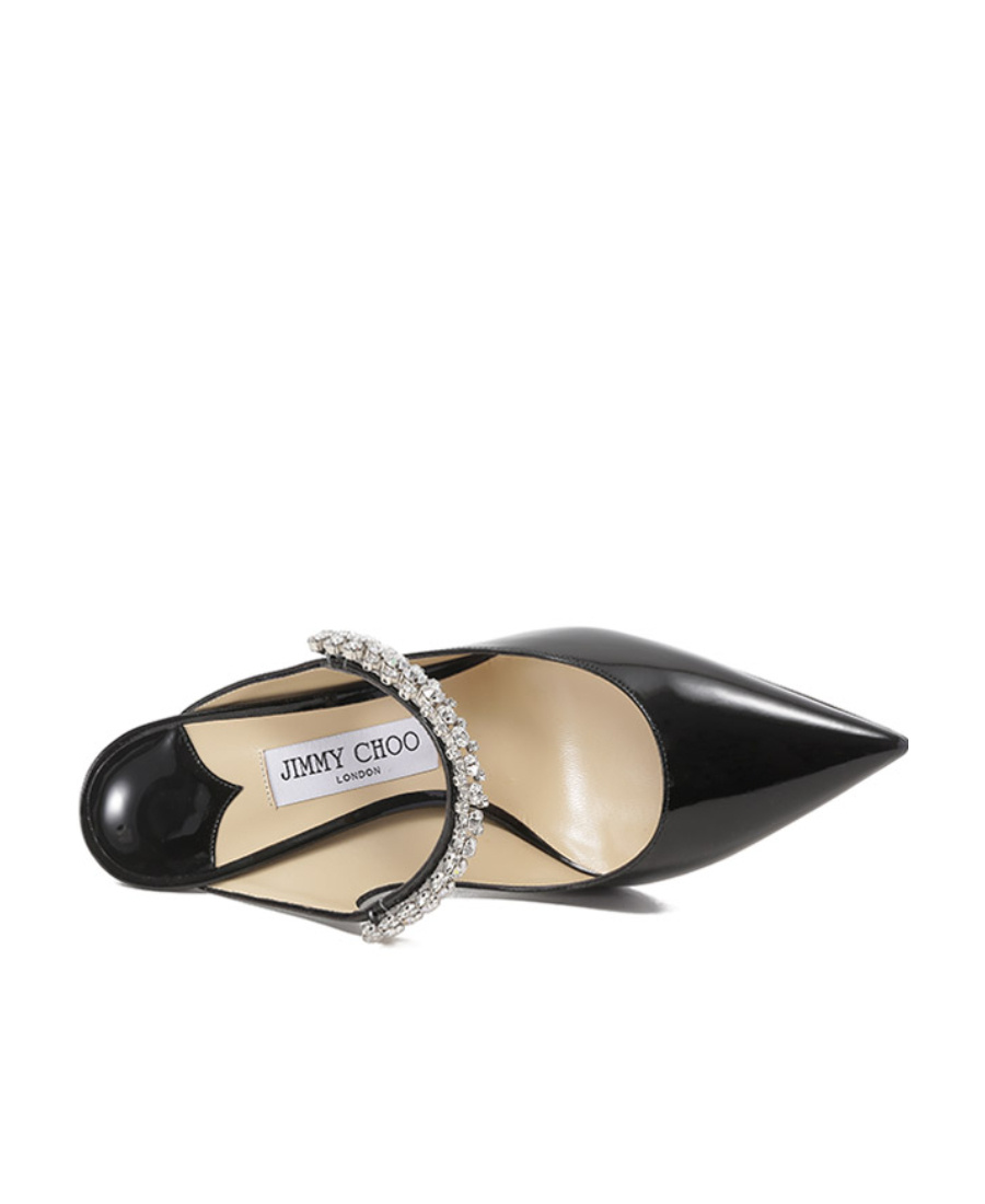 Jimmy Choo Crystal Strap Embellished Mules With 10cm Heel In Black